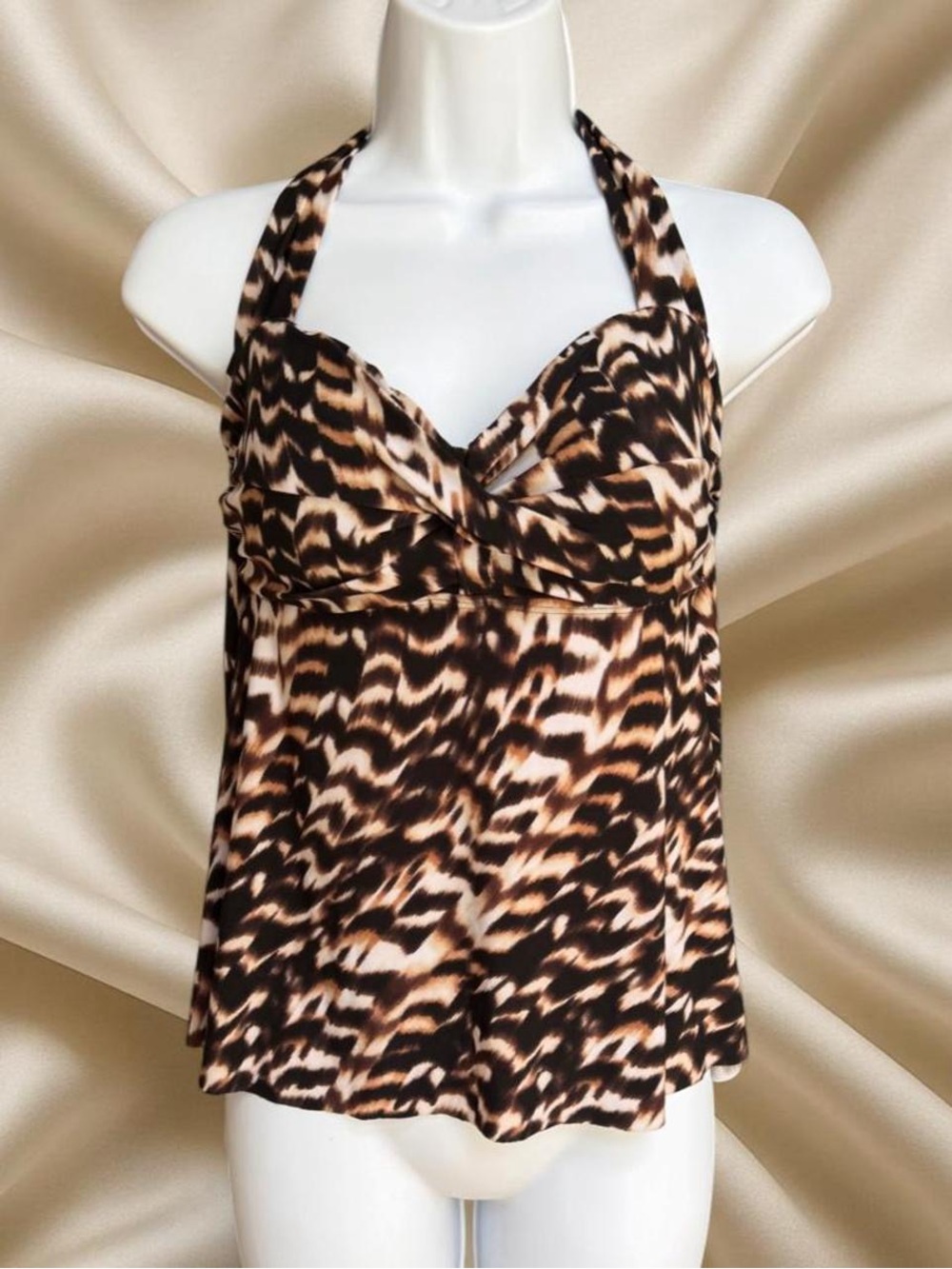 Y2K Leopard Aqua Green Animal Print Halter Top McBling Jersey Shore Tankini